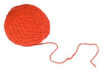 red wool skein for knitting