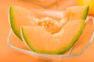 Fototapeta na wymiar Cantaloupe Melon Wedges