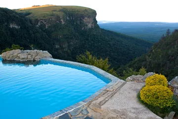 Rolgordijnen Rock pool with a view over a valley in South Africa © HarmK