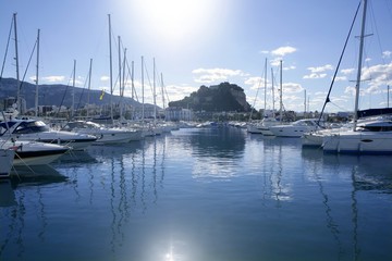 Fototapeta na wymiar Beautiful marina, sailboats and motorboats
