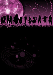 Rosa und Lila Flyer mit tanzenden Frauen / Girls