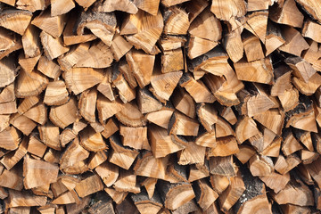 Fire wood combined in a woodpile