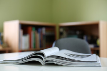 Magazines on table in reading-room