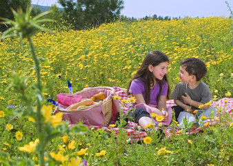 boy girl picnic