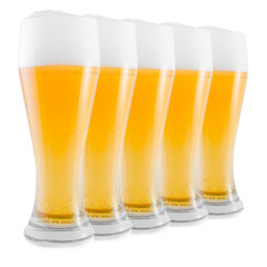 set of cups of fresh beer
