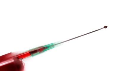 Syringe needle with blood drop