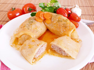 Kohlrouladen mit Hackfleisch,Salat