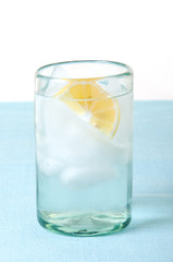 Water in Glass on Blue