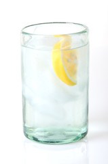 Water In Glass With Lemon Wedge