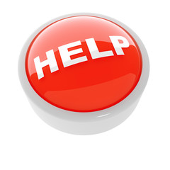 red button with a caution sign on a white background