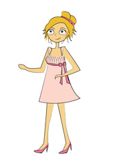 jeune fille robe rose