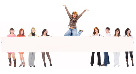 Obraz premium team with a blank poster