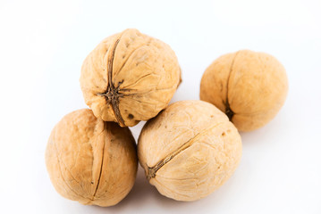 walnuts on white background