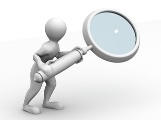 Man with loupe. Search