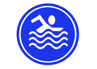 blue swimming sign