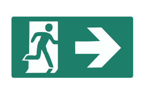 emergency exit green sign isolated vector illustration