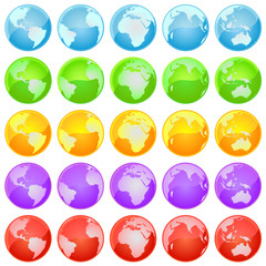 globe of the world. five colors alternative.