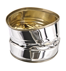 Crushed tin can