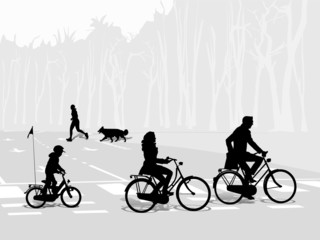 Obraz premium young family bicycling