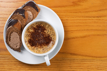 cup of coffee with dessert