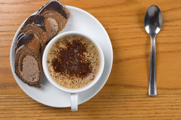 cup of coffee with dessert