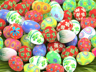 Easter eggs on grass