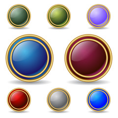 Color buttons with double gold rings