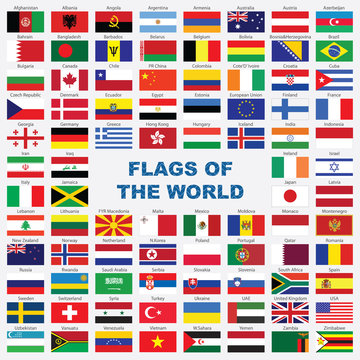 Sorted flags of the world with detailed emblems