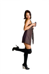 young beautiful girl  on the white background