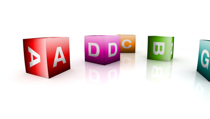 alphabetical toys in cube shape
