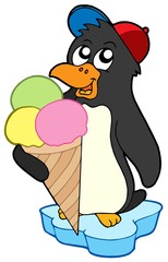 Obraz premium Penguin with ice cream
