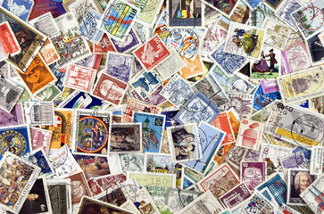 Fototapeta na wymiar Znaczki pocztowe świata