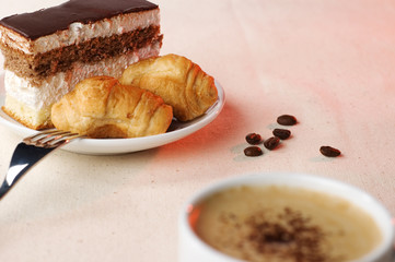 cup of coffee with dessert