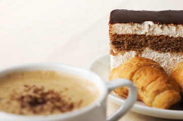 cup of coffee with dessert