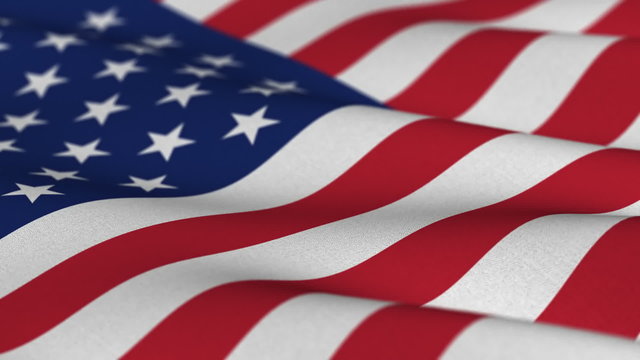Flag of the USA - seamless loop - shallow depth of field