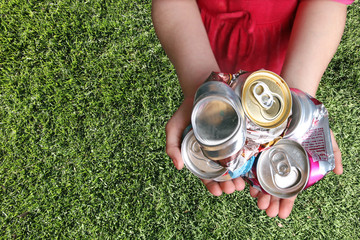 Aluminum Cans Crushed For Recycling - 13181763