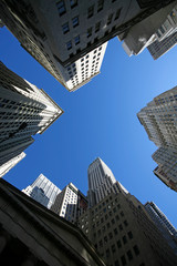 Fototapeta na wymiar klasyczne New York - Wall street, wieżowce na Manhattanie