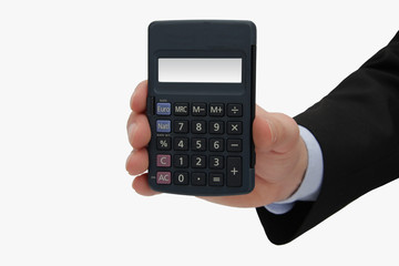 Kaufmann mit Taschenrechner