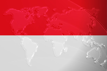 Flag of Indonesia metallic map