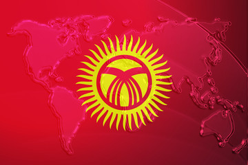 Flag of Kyrgyzstan metallic map