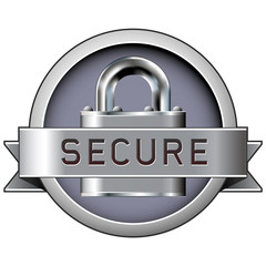 Secure badge with padlock in stainless steel vector