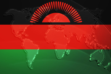 Flag of Malawi metallic map