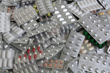 Tabletten Blister Haufen