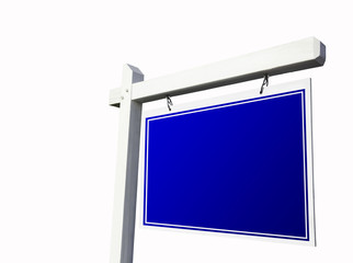 Obraz premium Blank Blue Real Estate Sign on White