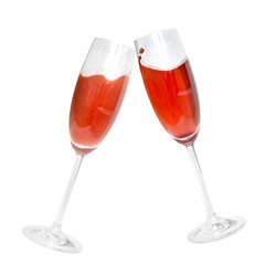 two glasses with coctails isolated on white