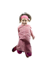 little girl jumping isolated on white