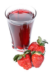 Fresh strawberry and juice glass