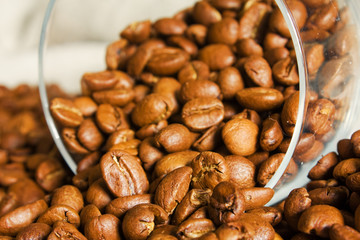 Close-up of coffee beans in glass