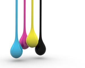 CMYK Falling drops