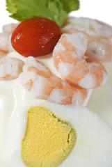 Detail of egg and shrimp sandwich